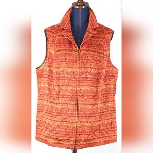 CJ Banks Women's Vest Plus Size 2x Fall Orange Textured Striped Designer Vibrant